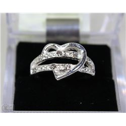 HEART-SHAPED ZIRCON SILVER PLATED SIZE8