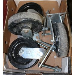 4 HEAVY DUTY CASTORS, 2 ARE SWIVEL