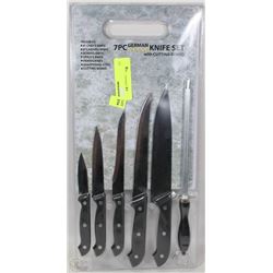 NEW 7 PC GERMAN STYLE KNIFE SET WITH CUTTING BOARD