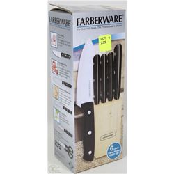 NEW FARBEWARE 6 PC PREP KNIFE SET WITH BLOCK