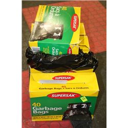 FIVE BOXES OF 40 NEW GARBAGE BAGS