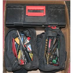 LOT OF TOOLS IN TOOLBOX AND CARRYING TOOL BAG
