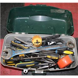 GREEN TOTE WITH ASSORTED TOOLS