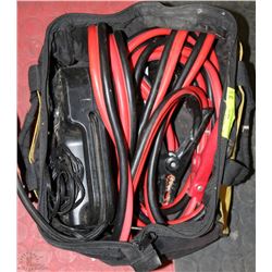 HEAVY DUTY BOOSTER CABLES AND AIR COMPRESSOR WITH