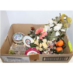 FLAT WITH ASSORTED ESTATE STONE FLOWER ORNAMENTS