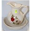 Image 1 : VINTAGE HANDPAINTED PITCHER/WASHBOWL SET