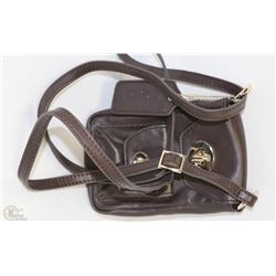 NEW DELLA LEATHER PEGGY OVER SHOULDER MOCHA  COLOR