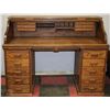 Image 1 : 1980'S OAK ROLL TOP DESK WITH 10 DRAWERS