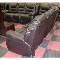NEW CARL BROWN LEATHERETTE DELUXE 3 PC SECTIONAL