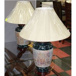 PAIR OF BRUSHED TERA COTTA LOOKING & DARK GREEN