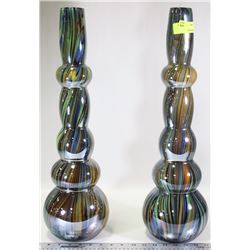 SHOWHOME PAIR OF MULTI COLOURED GENIE GLASS VASES