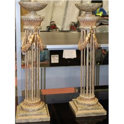 MATCHING CATHEDRAL STYLE PILLAR CANDLE HOLDERS