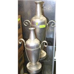 2 HEAVY METAL& SILVER LEAF MATCHING SHOWHOME VASES