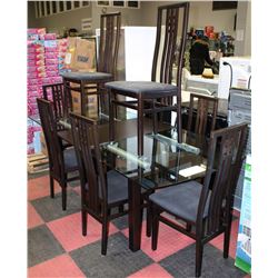 FINESSE GLASS DINING TABLE WITH 8 HIGH BACK CHAIRS