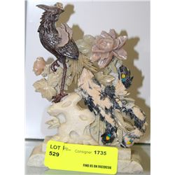 ESTATE STONE CARVED BIRD ORNAMENT