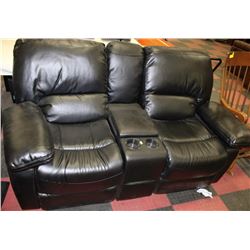AS IS BLACK LEATHERETTE RECLINING HOME THEATER