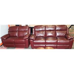 WHISTLER WINE LEATHER/PVC RECLINING SOFA  AND