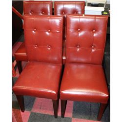 SHOWHOME 4 PC RED LEATHERETTE SIDECHAIR SET