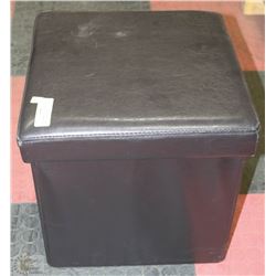 LEATHERETTE OTTOMAN WITH LID 14"X15" DARK BROWN