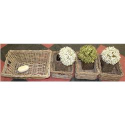 SHOWHOME 4 PC WICKER BASKET WITH 3 ARTIFICIAL