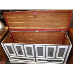 GREY AND WHITE WALNUT TOP CEDARLINED BLANKET CHEST