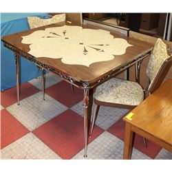 1960'S CHROME TABLE & 2 CHAIRS WITH BUILT IN LEAF