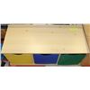 Image 1 : WOODEN TOY STORAGE WITH 3 FABRIC STORAGE BINS