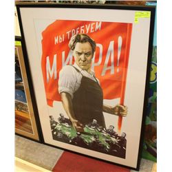 RUSSIAN PROPAGANDA FRAMED PRINT - 40"X29"