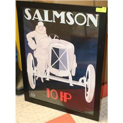 SALMSON CAR FRAMED ADVERTISING PRINT - 35"X28"