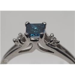 #5-14K WHITE GOLD BLUE DIAMOND(0.34CT) AND
