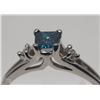 Image 1 : #5-14K WHITE GOLD BLUE DIAMOND(0.34CT) AND