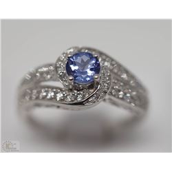 #9-10K WHITE GOLD TANZANITE(0.55CT) AND DIAMOND