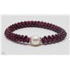 Image 1 : #10-STERLING SILVER GARNET AND PEARLS BRACELET.
