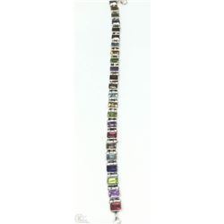 #20-STERLING SILVER GEMSTONE BRACELET
