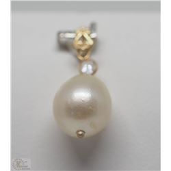 #24-14K YELLOW GOLD PEARL AND SAPPHIRE(0.15CT)