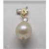 Image 1 : #24-14K YELLOW GOLD PEARL AND SAPPHIRE(0.15CT)