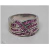 Image 1 : #25-STERLING SILVER RUBY(1.20CT) RING SIZE 7.5