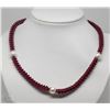 Image 1 : #27-GARNET AND PEARL NECKLACE.