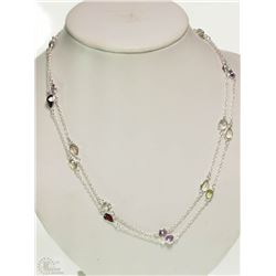 #28-STERLING SILVER GEMSTONE NECKLACE(27.00CT)