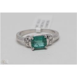 #30-10K WHITE GOLD EMERALD(1.50CT) AND DIAMOND