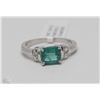 Image 1 : #30-10K WHITE GOLD EMERALD(1.50CT) AND DIAMOND