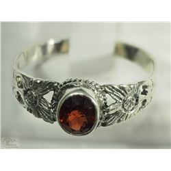 #34-STERLING SILVER GARNET RING SIZE 10.5