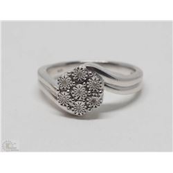 #35-STERLING SILVER 7 DIAMOND RING SIZE 7
