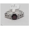 Image 1 : #36-STRELING SILVER GARNET & CUBIC ZIRCONIA RING