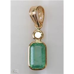 #39-14K YELLOW GOLD EMERALD(1.00CT) AND