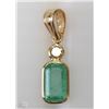 Image 1 : #39-14K YELLOW GOLD EMERALD(1.00CT) AND