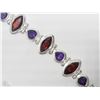 Image 1 : #41-STERLING SILVER GARNET AND AMETHYST BRACELET