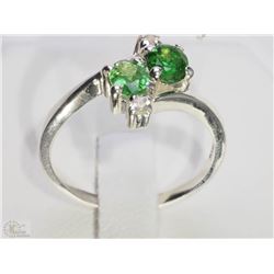 #42-STERLING SILVER GARNET-TSAVORITE RING SIZE 7