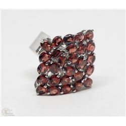 #47-STERLING SILVER GARNET RING SIZE 8