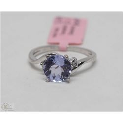 #48-14K WHITE GOLD TANZANITE(2.10CT) & DIAMOND